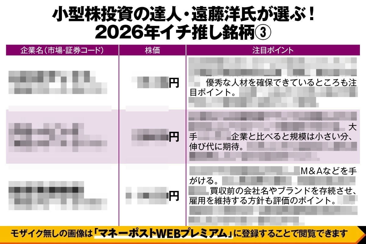 小型株投資の達人・遠藤洋氏が選ぶ「2026年イチ推し銘柄3」