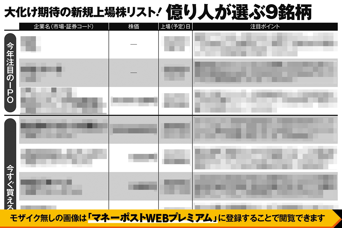 大化け期待の新規上場株リスト「億り人が選ぶ9銘柄」