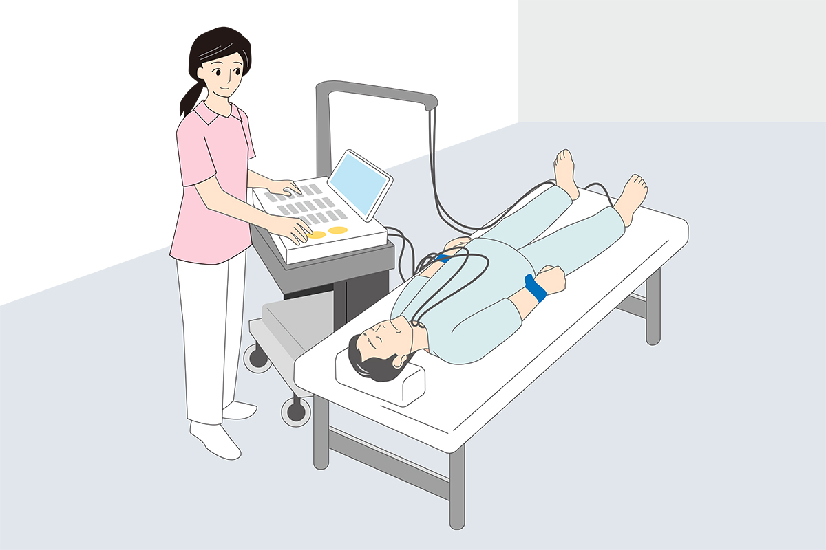 ABI検査は、両手両足の血圧を同時に測定して比率を測定する
