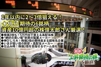 《大化け期待の6銘柄》資産10億円超の株億太郎さんが厳選！1年以内に2～3倍狙えるお宝株ザクザク　“鉄板”メーカー、製薬、自動車…有名企業の株が驚くほど割安！