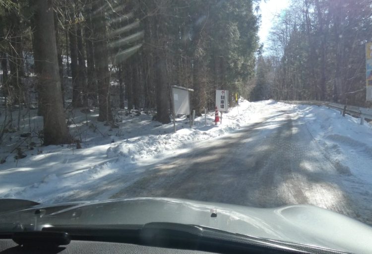 一部凍結した上に片斜面になった登り坂が出現。少々緊張度が増すシーンではあったがFF車でも滑ったり姿勢が乱れることなく登り切れた