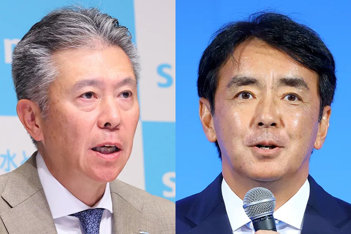 経営者たちは「飲食料品の消費税1%」に賛成か、反対か(左からサントリーHDの鳥井信宏・社長、ローソンの竹増貞信・社長)
