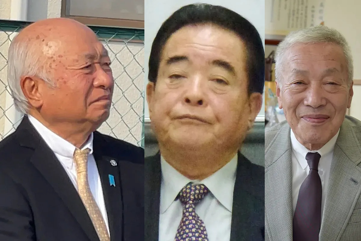 地方政界で権勢を誇る実力者たち（左から柳居俊学氏、猫田孝氏＝共同通信社、水野富夫氏＝ホームページより）