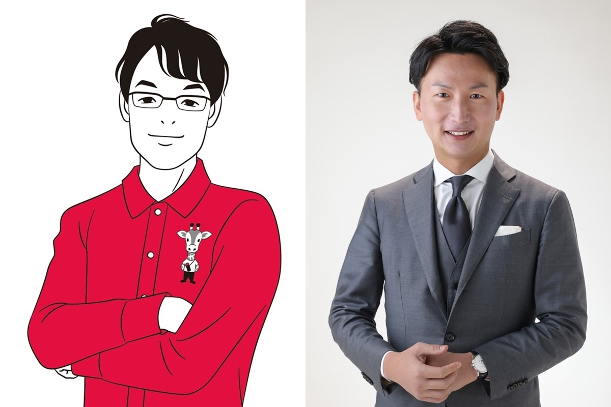 個人投資家のおけいどん氏(イラスト:西田ヒロコ)、半導体商社・トナリズムを経営する新川裕也氏(右・写真)が解説