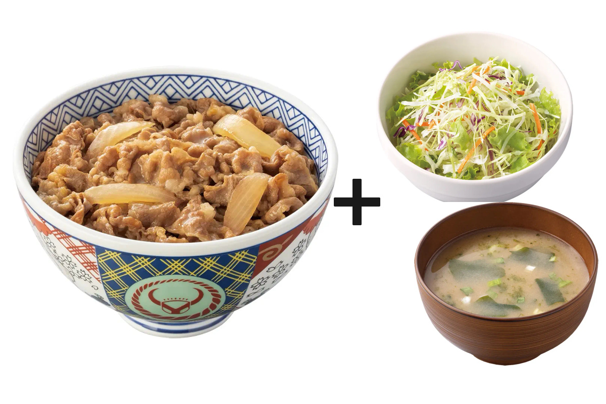 《編集部チョイス3》牛丼（並498円）＋サラダセット（217円）合計715円