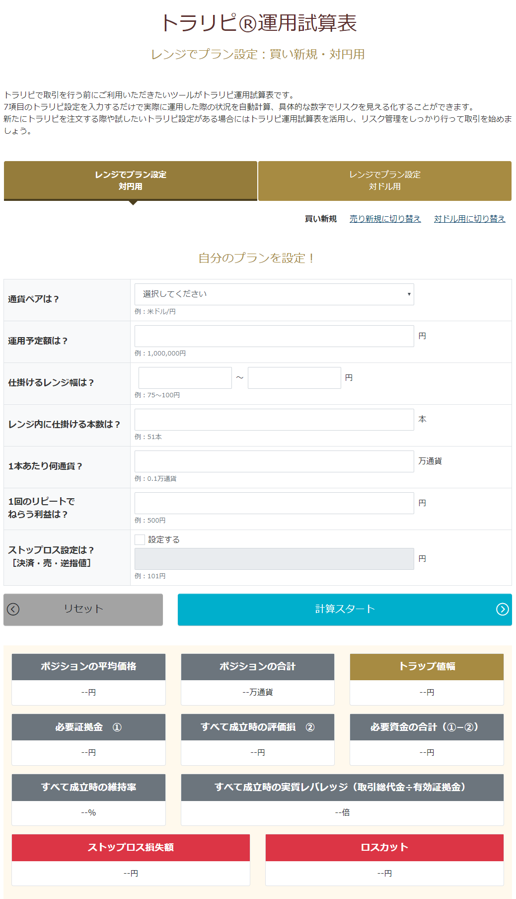 トラリピ運用試算表