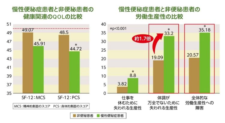 慢性の便秘は労働生産性を下げる