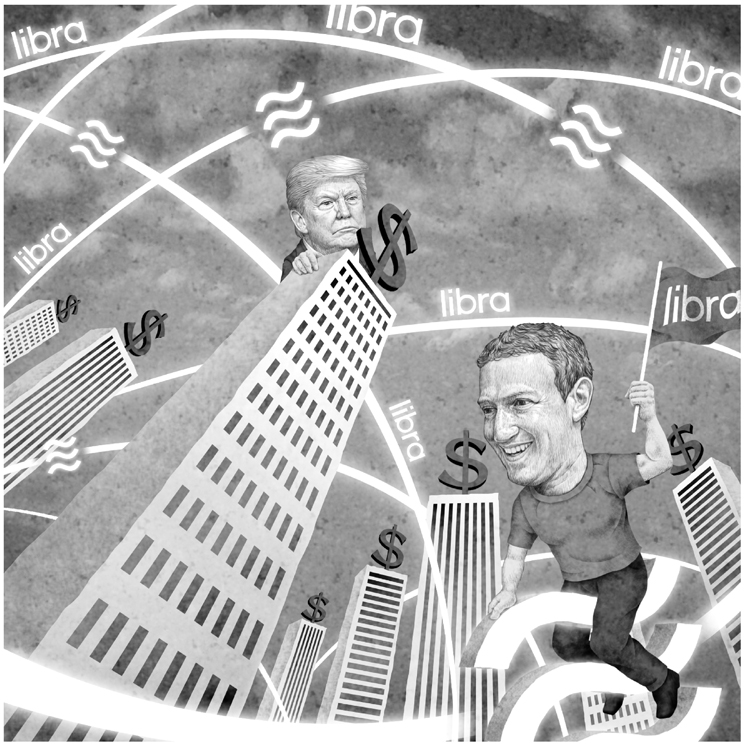フェイスブックの仮想通貨「リブラ」はグローバル通貨になり得るか（イラスト／井川泰年）