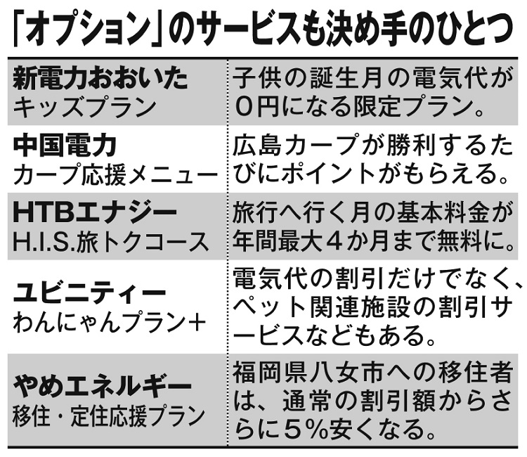 「オプション」のサービスも電力会社変更の決め手のひとつ