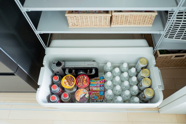 「収納ボックス」は防災用品の収納にも最適（写真はsora_muji_houseさん宅の備蓄品のひとつ）