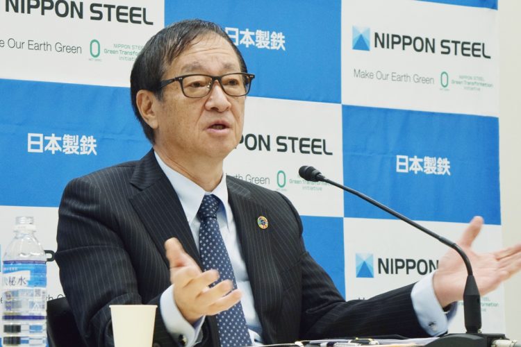 渦中の日本製鉄・橋本英二会長に直撃（時事通信フォト）