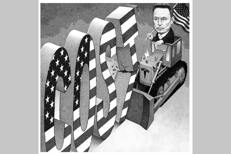 「連邦政府予算2兆ドル削減」をどう実現するのか（イラスト／井川泰年）