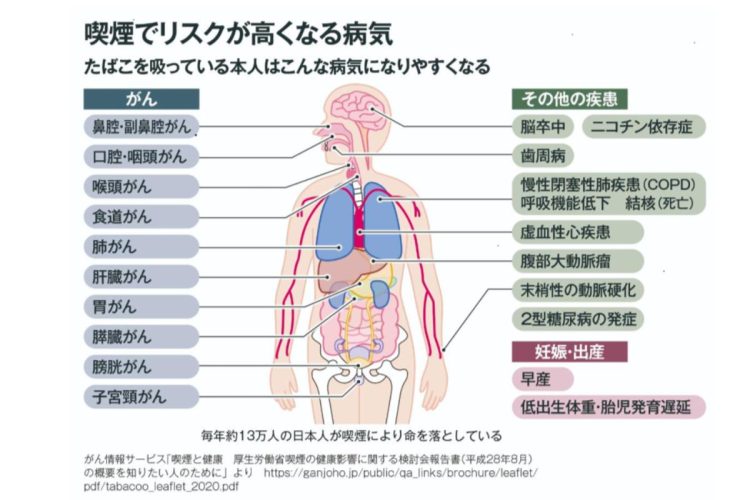 毎年約13万人の日本人が喫煙により命を落としている