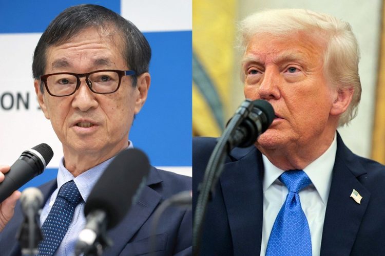 日本製鉄・橋本英二会長（左）はトランプ大統領の言動をどう分析しているのか（右＝Getty Images）