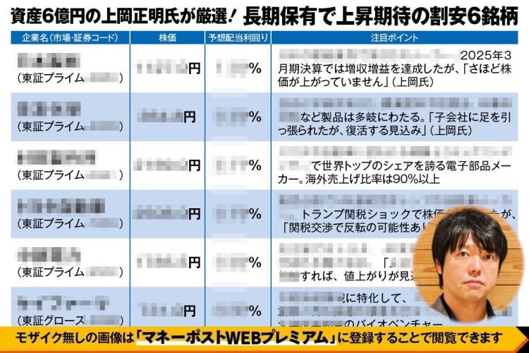上岡氏が厳選した長期保有向き割安6銘柄