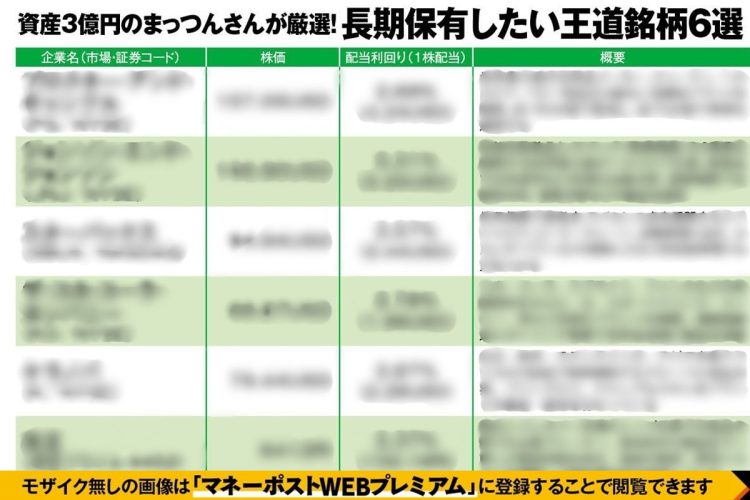 まっつんさんが注目している長期保有したい6銘柄