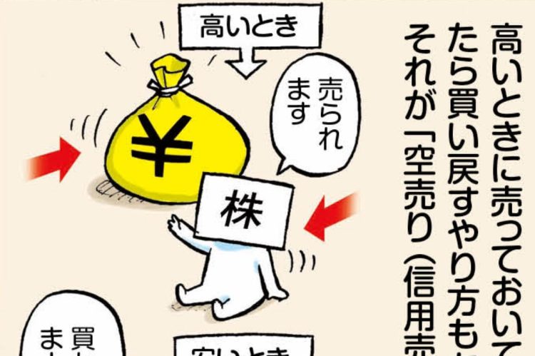 「空売り」をどう活用するか（「俺がカブ番長！」第8回より。イラスト／スズキサトル）