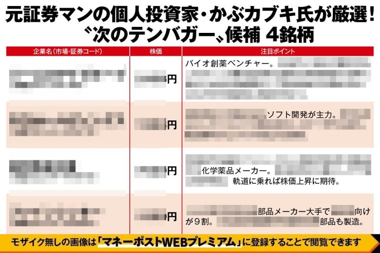 元証券マンの個人投資家・かぶカブキ氏が厳選“次のテンバガー”候補4銘柄