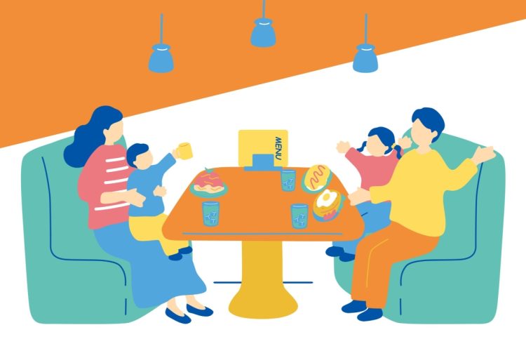 家族で楽しめる外食優待銘柄は多い（イラスト：イメージマート）