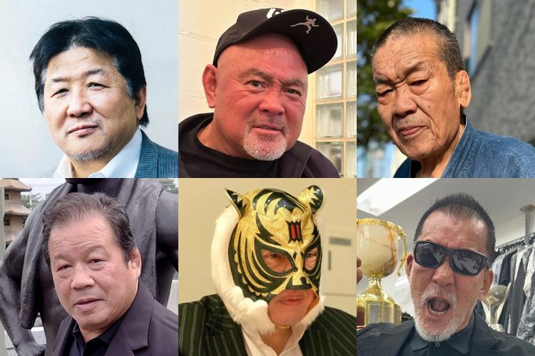 愛弟子たちが「俺だけのアントニオ猪木」を語り尽くす（左上から時計回りに前田日明、武藤敬司、藤原喜明、蝶野正洋、佐山聡、藤波辰爾）